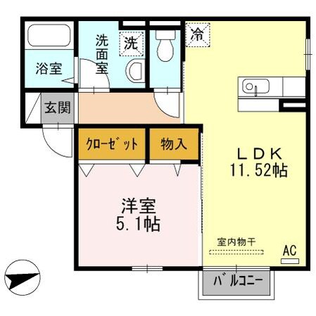 モデルヌ東深津（Ｄ）の物件間取画像